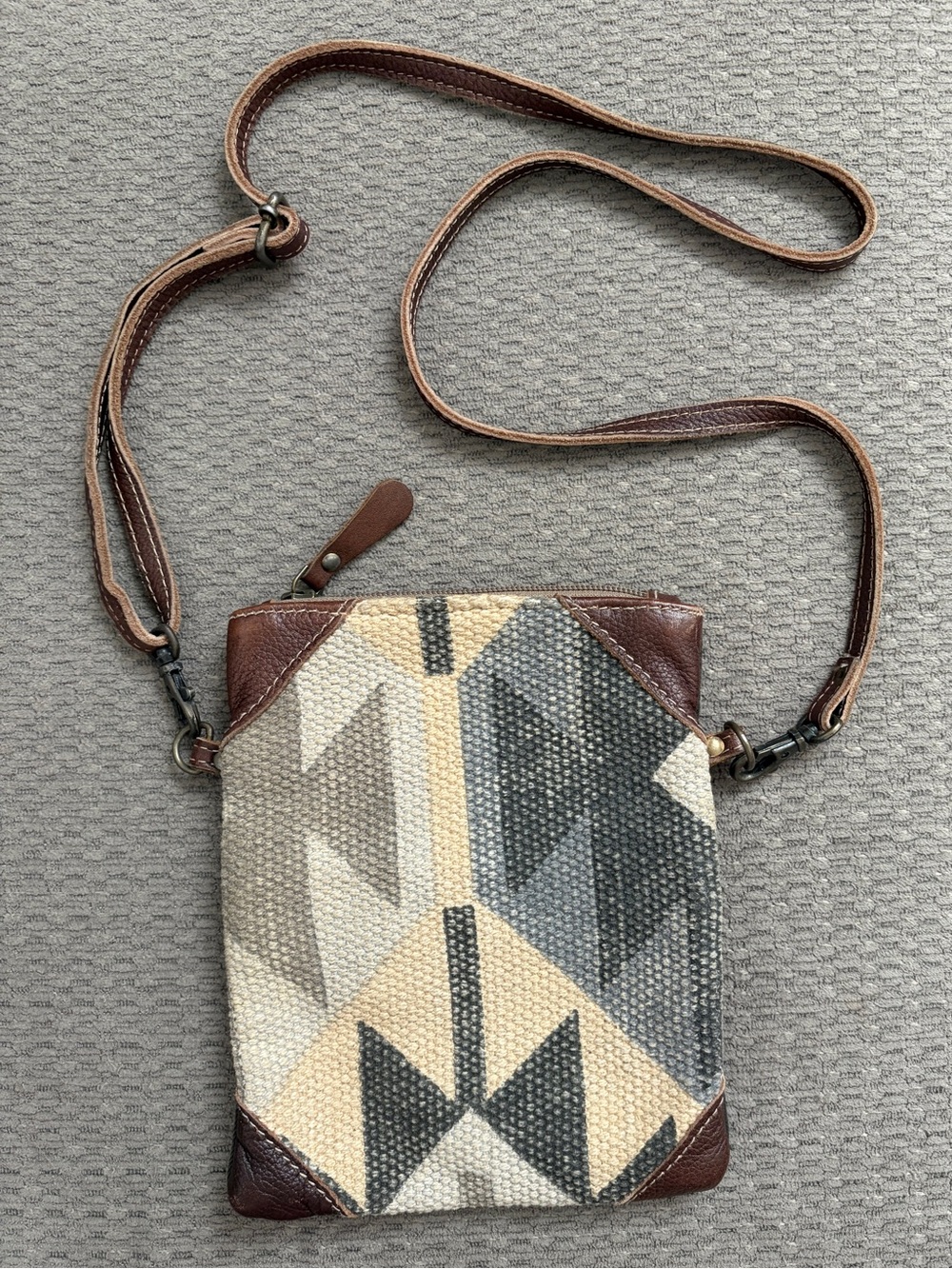 Myra Bag Aztec Leather Canvas Crossbody Purse Western